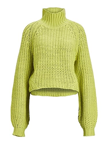 JACK&JONES Damen JXKELVY Chunky HIGH Neck Knit NOOS Strickpullover, Limeade, S von JACK & JONES