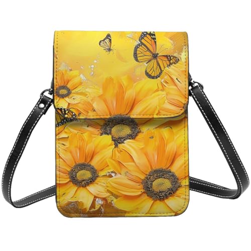 JKSEEPYN Gelbe Blumen Schmetterlinge Druck Crossbody Handy-Tasche Handy Geldbörse Leder Magnetverschluss Schultertasche Handy Geldbörse für Männer Frauen Mädchen, Schwarz , Einheitsgröße JKSEEPYN Gelbe Blumen Schmetterlinge Druck Crossbody Handy-Tasche Handy Geldbörse Leder Magnetverschluss Schultertasche Handy Geldbörse für Männer Frauen Mädchen, Schwarz , Einheitsgröße von JKSEEPYN