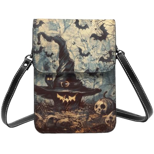 JKSEEPYN Umhängetasche mit Hexenhut-Druck, Handytasche, Leder, Magnetverschluss, Umhängetasche, Handy-Geldbörse für Männer, Frauen, Mädchen, Schwarz , Einheitsgröße JKSEEPYN Umhängetasche mit Hexenhut-Druck, Handytasche, Leder, Magnetverschluss, Umhängetasche, Handy-Geldbörse für Männer, Frauen, Mädchen, Schwarz , Einheitsgröße von JKSEEPYN