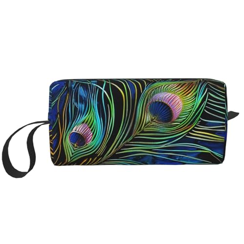 Kosmetiktasche mit Schmetterlings-Aufdruck, für Damen, Reise-Kulturbeutel, Zubehör, Organizer mit Griff, Reißverschluss, Pfauenfeder 1, Einheitsgröße, Kosmetiktasche Kosmetiktasche mit Schmetterlings-Aufdruck, für Damen, Reise-Kulturbeutel, Zubehör, Organizer mit Griff, Reißverschluss, Pfauenfeder 1, Einheitsgröße, Kosmetiktasche von JKSEEPYN