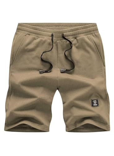 JMIERR Cargo Shorts Herren mit Gummizug Sommer Chino Kurze Hosen Bermuda Sport Short mit Taschen Bronze L von JMIERR