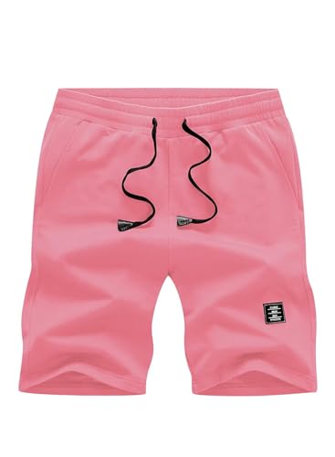 JMIERR Herren Shorts Sommer Baumwolle Kurze Hosen Stretch Elastische Taille mit Taschen Rosa 2XL von JMIERR