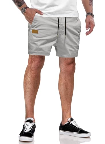 JMIERR Kurze Hosen Herren Baumwolle Shorts Herren Chino Herrenshorts Sportshorts für Männer Grau XL von JMIERR