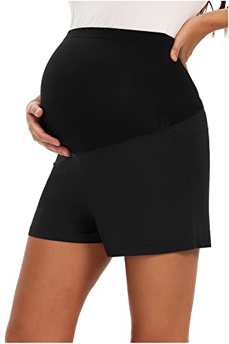 JMITHA Umstandsshorts, Baumwolle Super Bequeme Umstandshose für Sommer Umstands Shorts Damen umstandsshorts Kurz Umstandsshorts Maternity Sport Umstandsshorts (3XL, Schwarz 02) von JMITHA