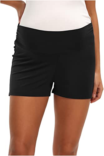 JMITHA Umstandsshorts, Baumwolle Super Bequeme Umstandshose für Sommer Umstands Shorts Damen umstandsshorts Kurz Umstandsshorts Maternity Sport Umstandsshorts (M, Schwarz) von JMITHA