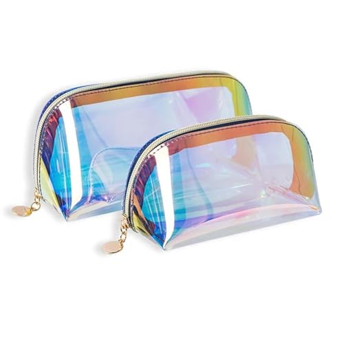 Durchsichtige Tasche Laser Farbe Transparent Kosmetik Tasche PVC Kulturbeutel Make-Up Tasche Organizer Weibliche Mädchen wasserdichte Zipper Make-Up Schönheit Fall(Color:S) von JMORCO