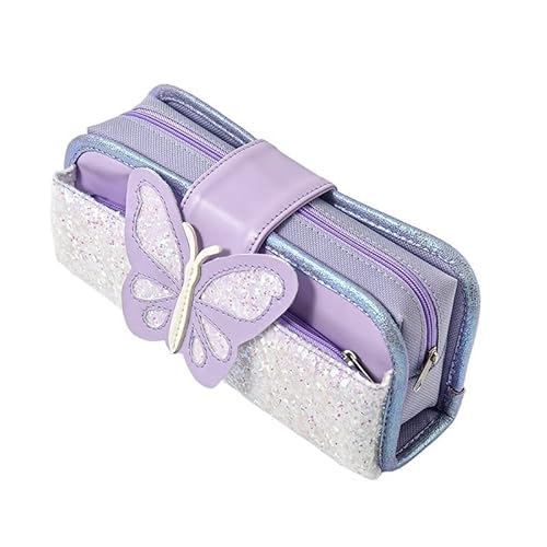 JMORCO Federmäppchen Federmäppchen Material Escolar ButterflySchreibwaren Federmäppchen Schule Hohe Kapazität (Color : Purple) von JMORCO