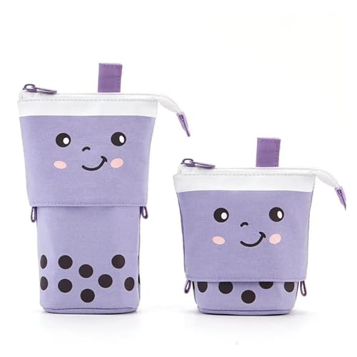 JMORCO Kreatives Federmäppchen aus Segeltuch, großes Fassungsvermögen, niedlicher Stifthalter, Geschenke for Kinder, Schulbedarf StandmäPpchen (Color : Purple-Pencil Case) von JMORCO