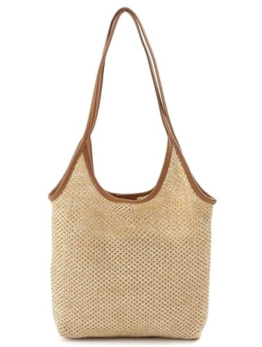 JMORCO Strohtaschen Forest Fishnet Women Bag Literary Straw Hohle Tragetaschen mit großem Fassungsvermögen for Damenhandtaschen von JMORCO