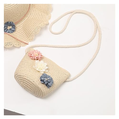 JMORCO Strohtaschen Mädchen Umhängetasche Handmade Floral Rattan Mini Umhängetasche Sommer Stroh Strandtasche Lässige Taschen Handtasche (Color : Beige) von JMORCO