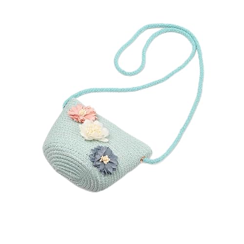 JMORCO Strohtaschen Mädchen Umhängetasche Handmade Floral Rattan Mini Umhängetasche Sommer Stroh Strandtasche Lässige Taschen Handtasche (Color : Green) von JMORCO