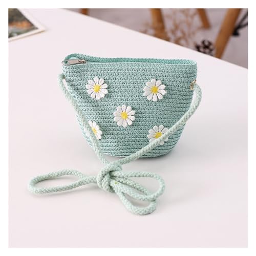 JMORCO Strohtaschen Mädchen Umhängetasche Handmade Floral Rattan Mini Umhängetasche Sommer Stroh Strandtasche Lässige Taschen Handtasche (Color : Green-01) von JMORCO