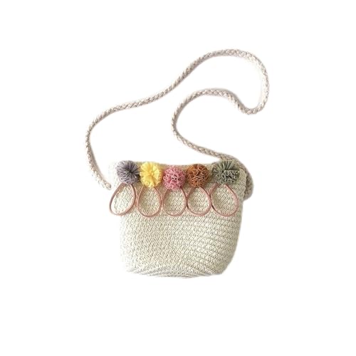 JMORCO Strohtaschen Mädchen Umhängetasche Handmade Floral Rattan Mini Umhängetasche Sommer Stroh Strandtasche Lässige Taschen Handtasche (Color : Milk white) von JMORCO