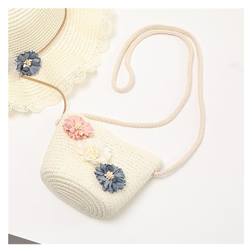 JMORCO Strohtaschen Mädchen Umhängetasche Handmade Floral Rattan Mini Umhängetasche Sommer Stroh Strandtasche Lässige Taschen Handtasche (Color : White) von JMORCO