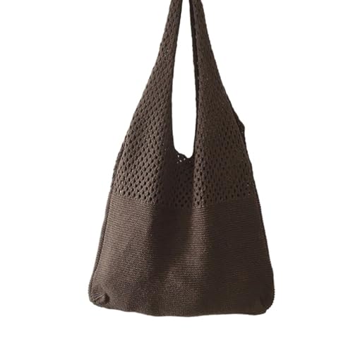 JMORCO Strohtaschen Vintage hohl gewebte Frauen Umhängetasche stricken Handtaschen große Kapazität Tragetaschen for Damen Sommer Strand Reise Shopper Geldbörse (Color : Darkbrown) von JMORCO