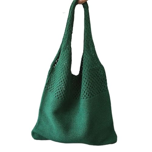 JMORCO Strohtaschen Vintage hohl gewebte Frauen Umhängetasche stricken Handtaschen große Kapazität Tragetaschen for Damen Sommer Strand Reise Shopper Geldbörse (Color : Deepgreen) von JMORCO