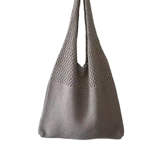 JMORCO Strohtaschen Vintage hohl gewebte Frauen Umhängetasche stricken Handtaschen große Kapazität Tragetaschen for Damen Sommer Strand Reise Shopper Geldbörse (Color : Gray) von JMORCO