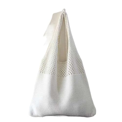 JMORCO Strohtaschen Vintage hohl gewebte Frauen Umhängetasche stricken Handtaschen große Kapazität Tragetaschen for Damen Sommer Strand Reise Shopper Geldbörse (Color : White) von JMORCO