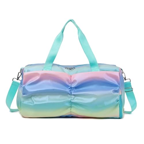 Reisetasche Regenbogen Bunte Sporttasche Damen Handtaschen Reisen Fitness Sport Mädchen Seesack Yoga Schuhe Umhängetasche Wasserdicht Trocken Nass Tasche (Color : Green) von JMORCO