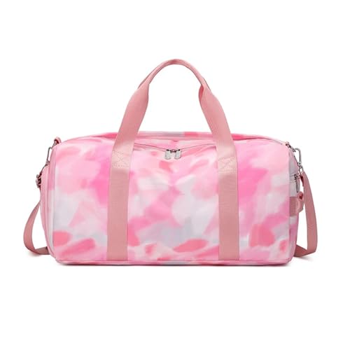 Reisetasche Sport-Sporttasche for Mädchen, Frauen, Teenager, Reisetasche, Trocken- und Nasstrennung, einzelne Schulter, Yoga-Fitness, Faltbare Tasche (Color : Polyester Pink) von JMORCO