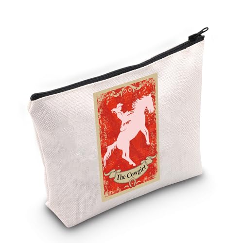 JNIAP Cowgirl Kosmetiktasche Western Country Horse Lover Geschenk Reiter Pferd Reiter Make-up Tasche Cowgirl Geschenk für Frauen, Beige von JNIAP