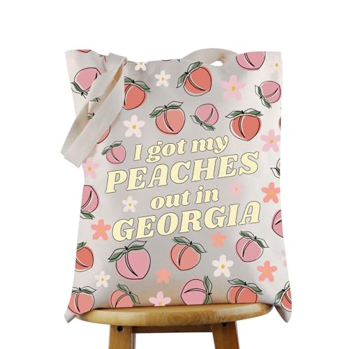 JNIAP Peaches Song Tote Schultertasche Georgia Peaches Geschenk Lyric Geschenk für Musikliebhaber, Beige, Einheitsgröße von JNIAP