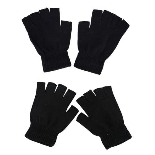 2 Paar Halbfinger Handschuhe für Herren, handschuhe herren fingerlos, Halbfinger Handschuhe Unisex Fingerlose Handschuhe für Männer Frauen,Schwarz von JNQYYH