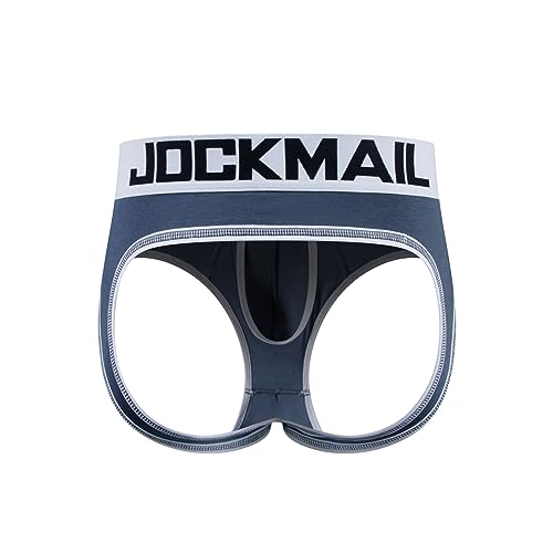 JOCKMAIL Sexy Herren Boxershorts Jockstrap Männer Sexy Unterwäsche Rückenfreies Gesäß Herren Strings Schwule Unterwäsche (XXL, 338GRAU) von JOCKMAIL