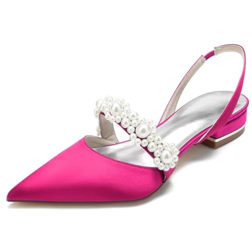 JOEupin Women's Pointed Toe Wedding Shoes for Bride Flats Pearl Sling Back Bridal Flats Evening Prom Party Dress Pumps JOEupin Women's Pointed Toe Wedding Shoes for Bride Flats Pearl Sling Back Bridal Flats Evening Prom Party Dress Pumps von JOEupin