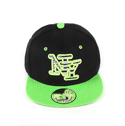 New Boy Girl NY New York süße Unisex Schwester Bruder Kindercap Hai Tiger Adler Prince Kinder Cap Snapback und Mütze 49-56cm Kopfumfang (One Size, NY Outline Black Green) von JOHNNY CHICOS