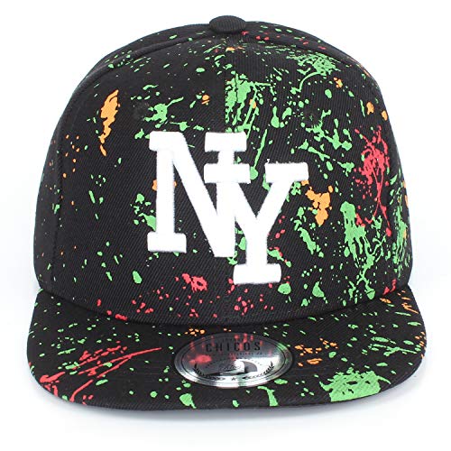 New Boy Girl NY New York süße Unisex Schwester Bruder Kindercap Hai Tiger Adler Prince Kinder Cap Snapback und Mütze 49-56cm Kopfumfang (One Size, NewSplash-Black) von JOHNNY CHICOS