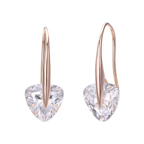 JOLCHIF Zirkonia Ohrringe Hängend Ohrringe Rosegold Plattiert 1mm Post Haken Ohrringe Hochzeit Modeschmuck von JOLCHIF