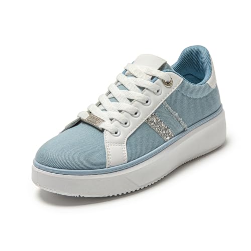 JOMIX Damen Laufschuhe 39 Turnschuhe Bequeme Sneaker Leichte Atmungsaktiv Fitnessschuhe Straßenlaufschuhe (Hellblau, 39 EU, SD9385) von JOMIX