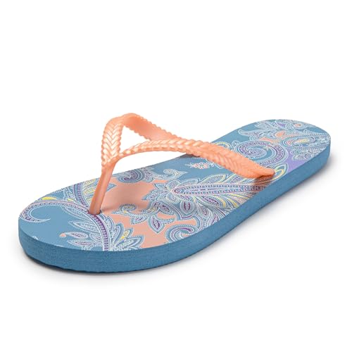 JOMIX Flip Flops Damen Hausschuhe Badeschuhe Pantoffeln Badeschlappen Strand Damen-Zehentrenner Beaumarchais (Blau, 38 EU, SD9432) von JOMIX