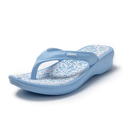 JOMIX Flip Flops Mädchen Sandalen & Slides für Damen Pantoletten Sommer Strand Zehentrenner Dusch & Badeschuhe (Blau, 38 EU) von JOMIX