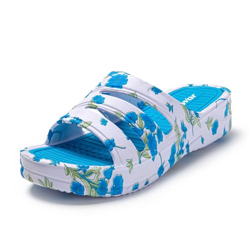 JOMIX Pantoletten Damen mit Absatz Sandaletten Plateau Sandalen Sommer Frauen Schuhe Keilabsatz Slippers (Blau, 40 EU,SD9309) von JOMIX