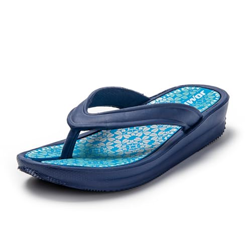 JOMIX Slim Slipper Flip Flop Wasserfest Badepantolette Hausschuhe Slippers Sommer Zehentrenner Damen Weiches Fußbett (Dunkelblau, 37 EU) von JOMIX