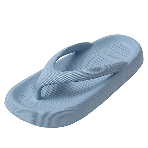 JOMIX Sommer Flip Flops Damen Dicke Sohle Schlappen Weiche Sandalen Einfarbige Badelatschen Badeschlappen Meer Pool Strand Schwimmen (Blau, 38 EU) von JOMIX