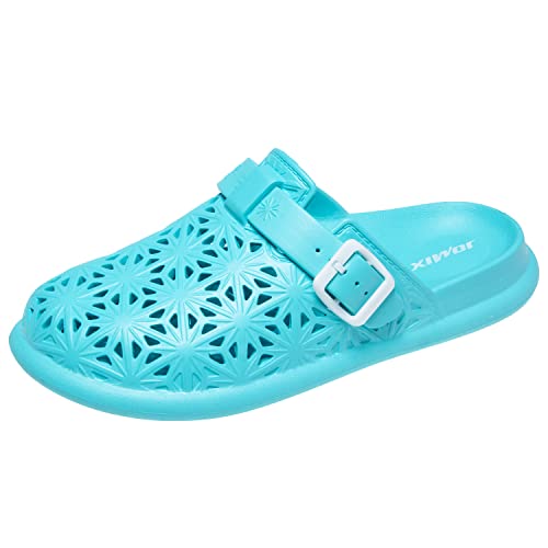 JOMIX Sommer Schlappen Damen Badelatschen Lochmuster Clogs Damen Verstellbare Schnalle Einfarbige Badeschlappen Meer Pool Strand Schwimmen (Blau Größe Klein 1 Nummer, 40 EU) von JOMIX