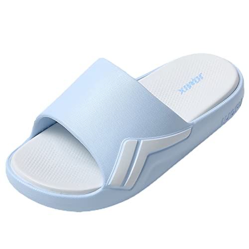 JOMIX Sommer Schlappen Damen Sandalen Sportliche Badelatschen Badeschlappen Weiche Fußbett Meer Pool Strand Schwimmen Indoor Outdoor (Blau, 38 EU) von JOMIX