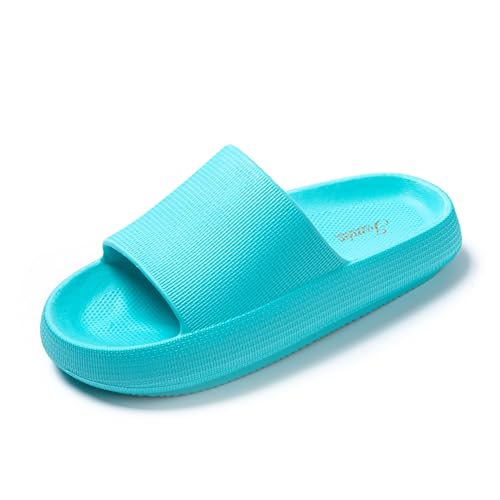 JOMIX Flach Badelatschen Damen Badeschuhe Lustig Schlappaen Sandalen Sommer Bunte Hausschuhe für Strand (Blau, 39 EU, X016) von JOMIX