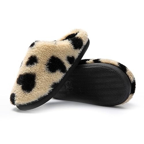 JOMIX Winter Hausschuhe Damen Herzen Plüsch Pantoffeln Warme Schöne Puschen Slippers Indoor (Braun, 37 EU) von JOMIX