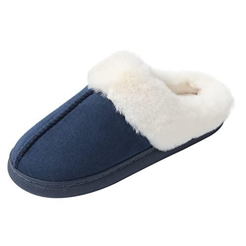 JOMIX Winter Schuhe Damen Plüsch Pantoffeln Winter Slippers rutschfeste Puschen Schwangere Indoor (Dunkelblau 41 EU) von JOMIX