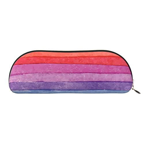 JONGYA Bunte Aufbewahrungstasche aus Leder mit Regenbogenstreifen, halbrund, stilvolle und funktionale Federmäppchen, Aufbewahrungstasche, Make-up-Tasche, Mehrzweck-Organizer-Tasche, vielseitige von JONGYA