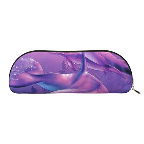 JONGYA Delphins Art Leder halbrunde Aufbewahrungstasche – Stilvolle und funktionale Bleistifttasche, Aufbewahrungstasche, Make-up-Tasche, Mehrzweck-Organizer, Tasche, vielseitige Make-up-Tasche, gold, von JONGYA