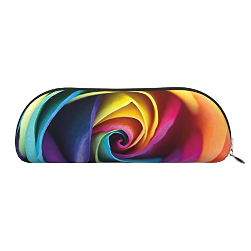 JONGYA Halbrunde Aufbewahrungstasche aus Leder mit Regenbogenrosen, stilvolle und funktionale Federmäppchen, Aufbewahrungstasche, Make-up-Tasche, Mehrzweck-Organizer-Tasche, vielseitige von JONGYA