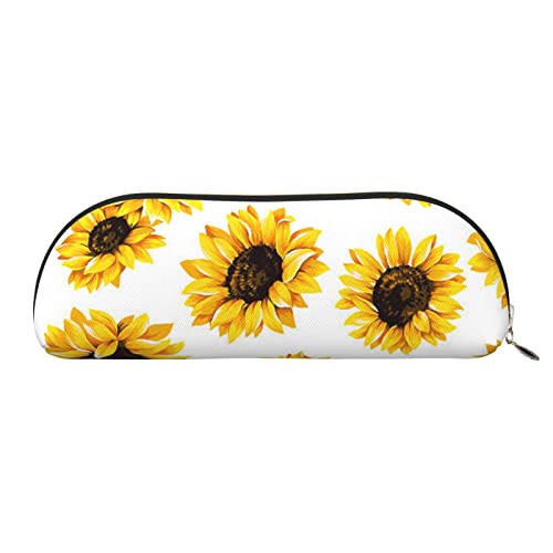 JONGYA Halbrunde Aufbewahrungstasche aus Sonnenblumen-Leder, stilvolle und funktionale Federmäppchen, Aufbewahrungstasche, Make-up-Tasche, Mehrzweck-Organizer-Tasche, vielseitige Make-up-Tasche, gold, von JONGYA