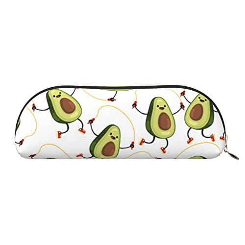 JONGYA Lustige Aufbewahrungstasche aus Leder mit Cartoon-Avocados, halbrund, stilvolle und funktionale Bleistifttasche, Aufbewahrungstasche, Make-up-Tasche, Mehrzweck-Organizer, vielseitige von JONGYA