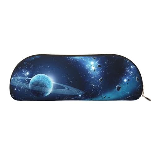 JONGYA Moon Stars and Planets Leder-Aufbewahrungstasche, halbrund, stilvolle und funktionale Bleistifttasche, Aufbewahrungstasche, Make-up-Tasche, Mehrzweck-Organizer, vielseitige Make-up-Tasche, von JONGYA