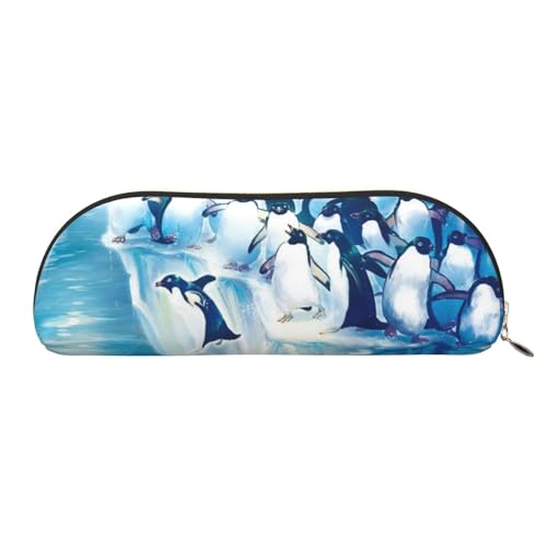 JONGYA Penguins Leder-Aufbewahrungstasche, halbrund, stilvolle und funktionale Bleistifttasche, Aufbewahrungstasche, Make-up-Tasche, Mehrzweck-Organizer, vielseitige Make-up-Tasche, gold, von JONGYA